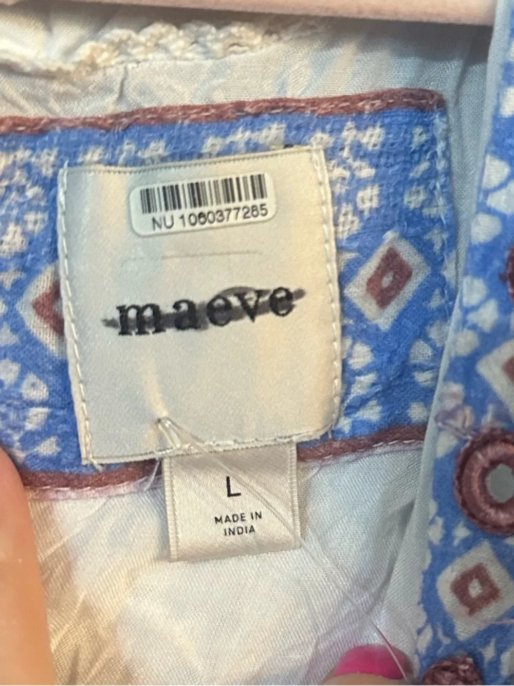 Maeve by Anthropologie Blue Puff-Sleeve V-Neck Mini Dress Large 38487 - Picture 9 of 13